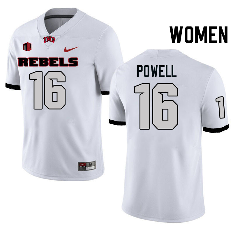 Women #16 Mani Powell UNLV Rebels College Football Jerseys Stitched-White